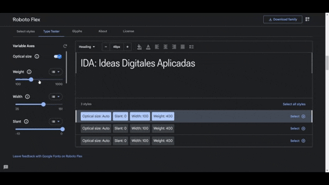 Testeo de Roboto Flex.