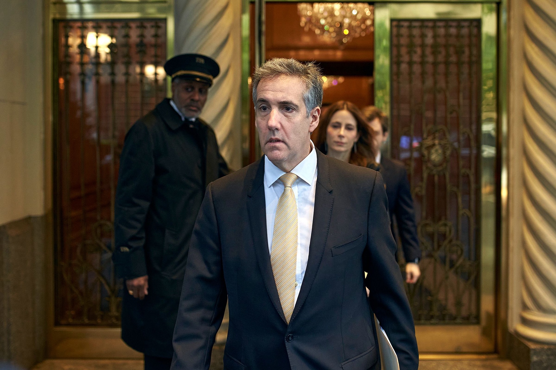 Michael Cohen departs his apartment building on his way to Manhattan criminal court, Thursday, May 16, 2024, in New York.