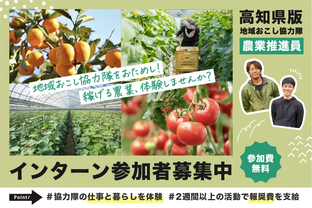 【地域おこし協力隊インターン】〈報償費あり〉高知県「農業推進員」インターン参加者募集中！