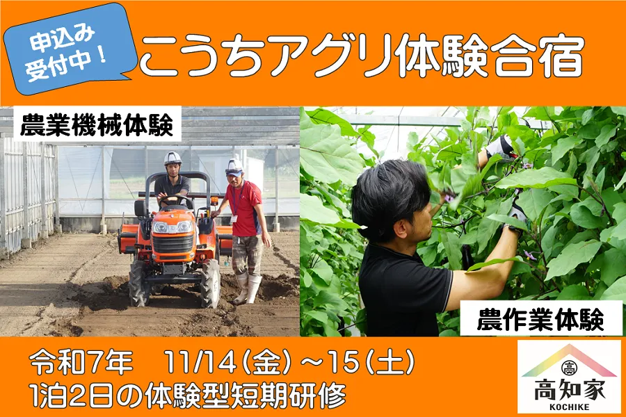 【１泊２日・高知県】農業体験合宿！収穫体験やトラクターなどの農業機械の操作体験をしてみませんか