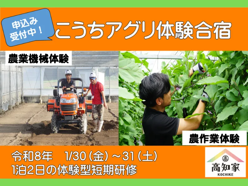 【一泊二日】高知の農業を体感!収穫体験や農業機械の操作体験ができる!【1/30~31】