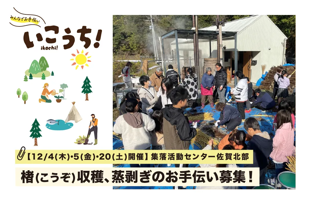 【12/4(木)・5(金)・20(土)黒潮町】和紙の原料となる楮(こうぞ)の収穫、蒸剥ぎのお手伝い!