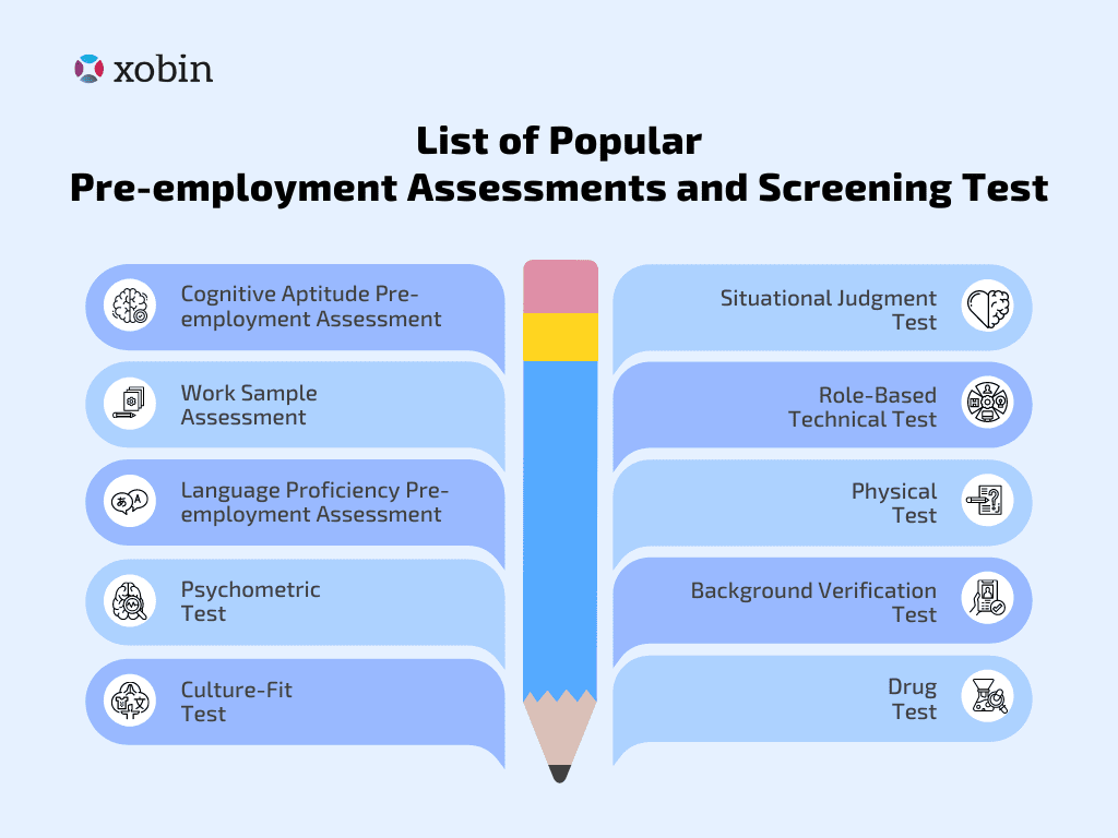 List of most used Pre-employment Assessments and Screening Tests