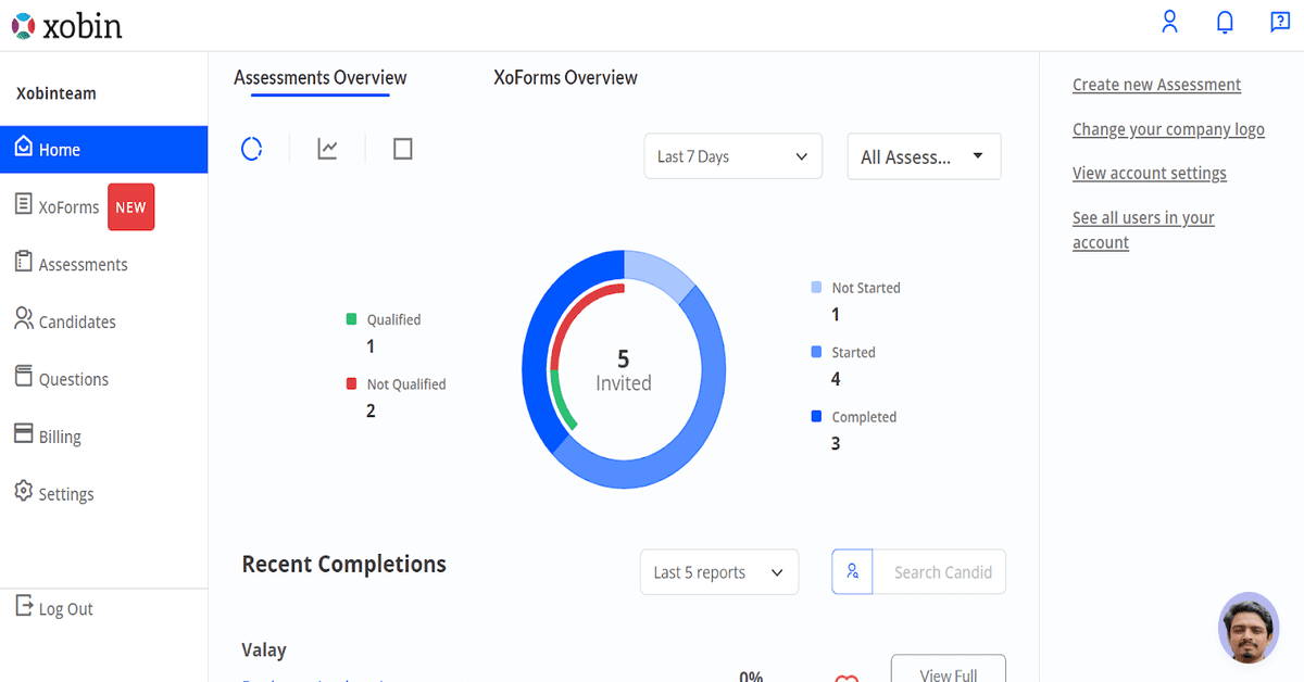 Assessments Dashboard