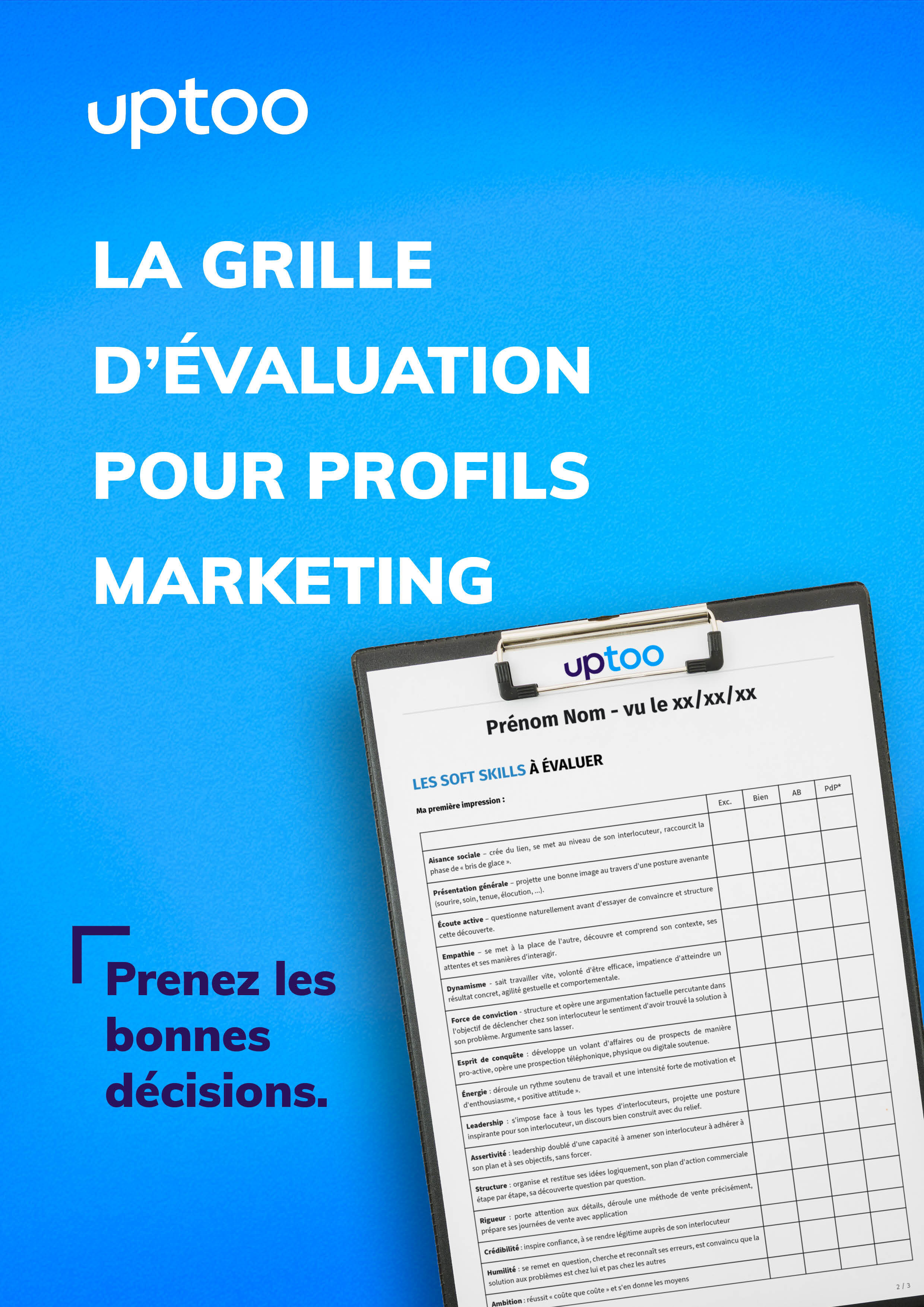 Grille d'évaluation pour profils marketing