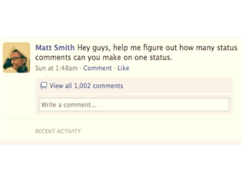 Most Comments On A Facebook Status Update