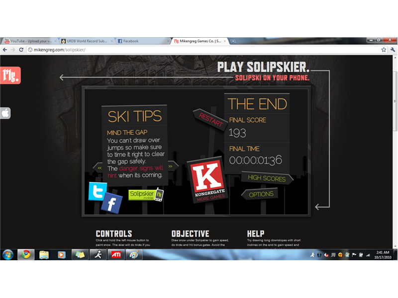 Lowest Score On Solipskier