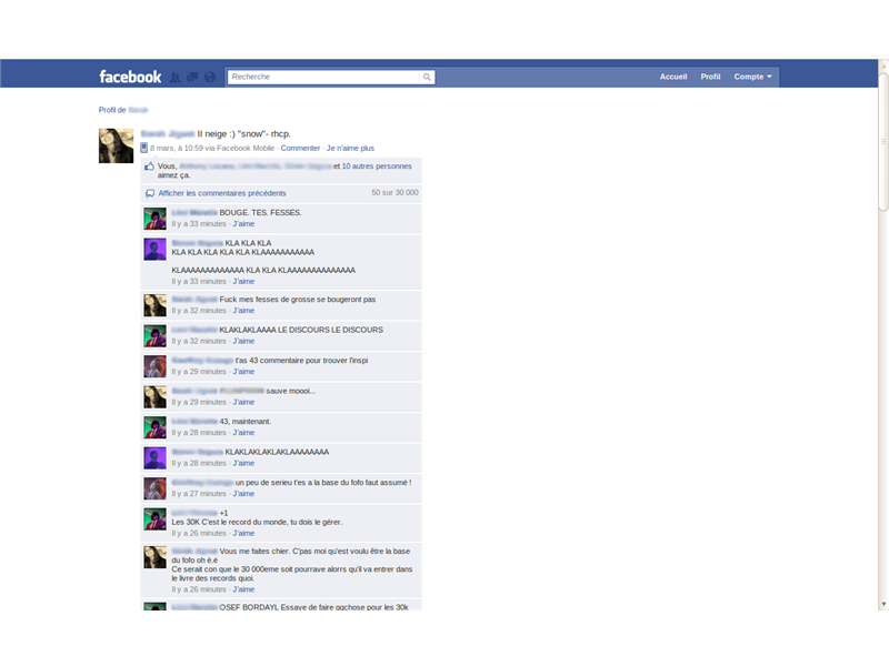 Most Comments On A Facebook Status Update