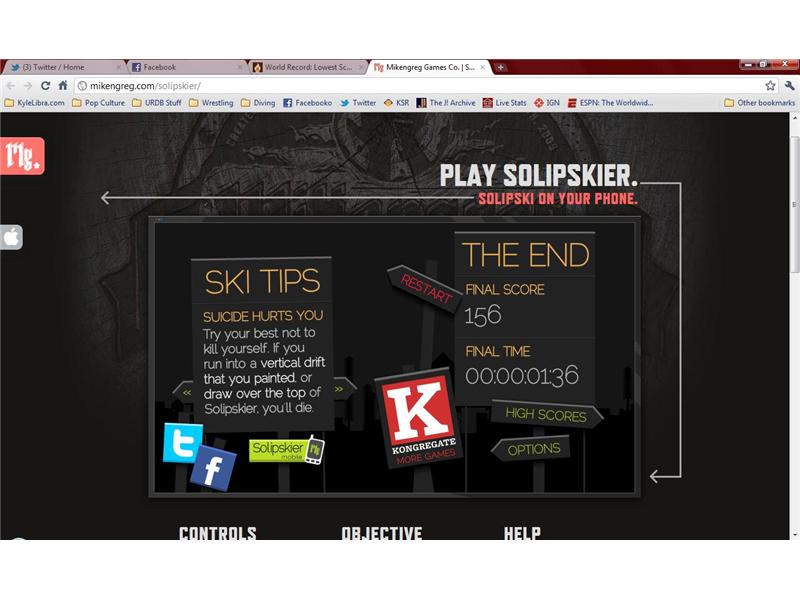 Lowest Score On Solipskier