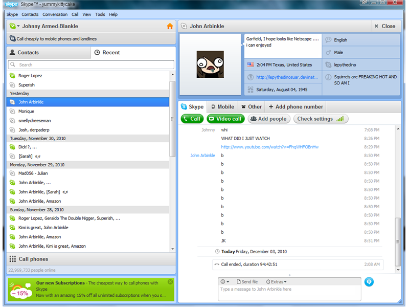 Longest Skype Video Chat