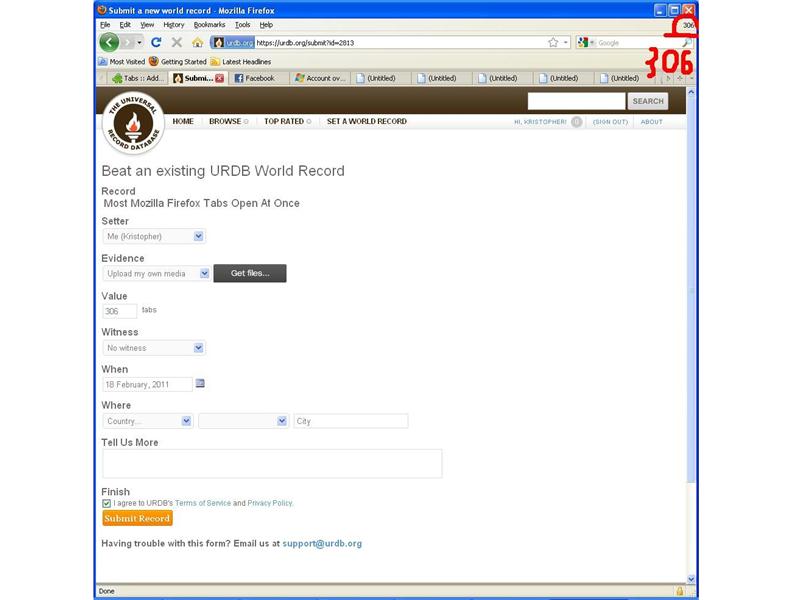 Most Mozilla Firefox Tabs Open At Once