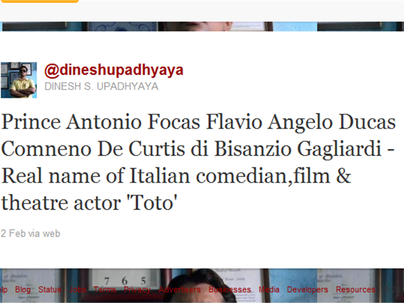Longest Name Of Movie Personality Mentioned In A Tweet