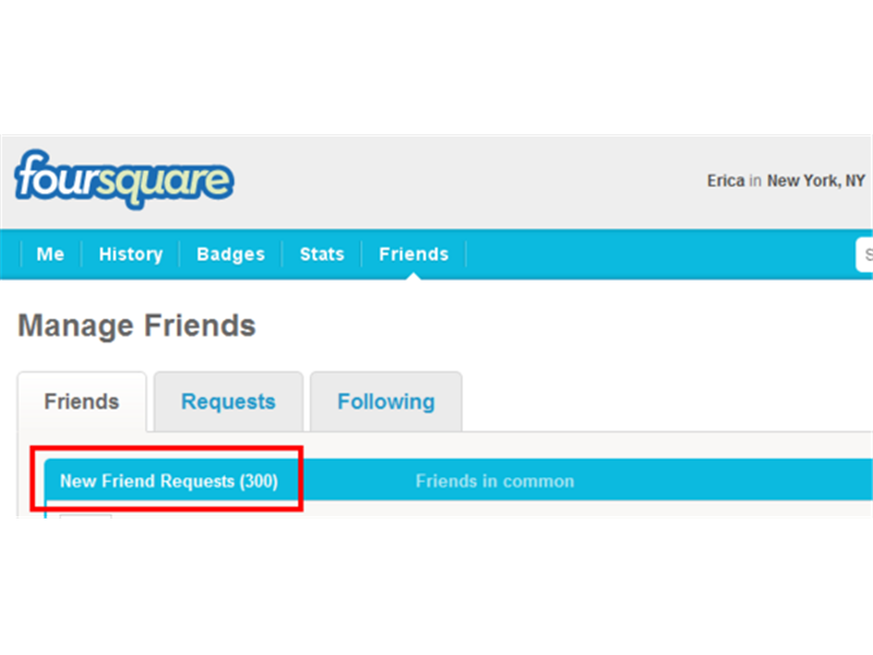 Most Pending Foursquare Friend Requests