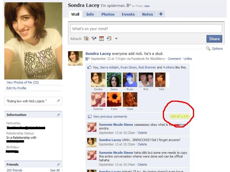 Most Comments On A Facebook Status Update