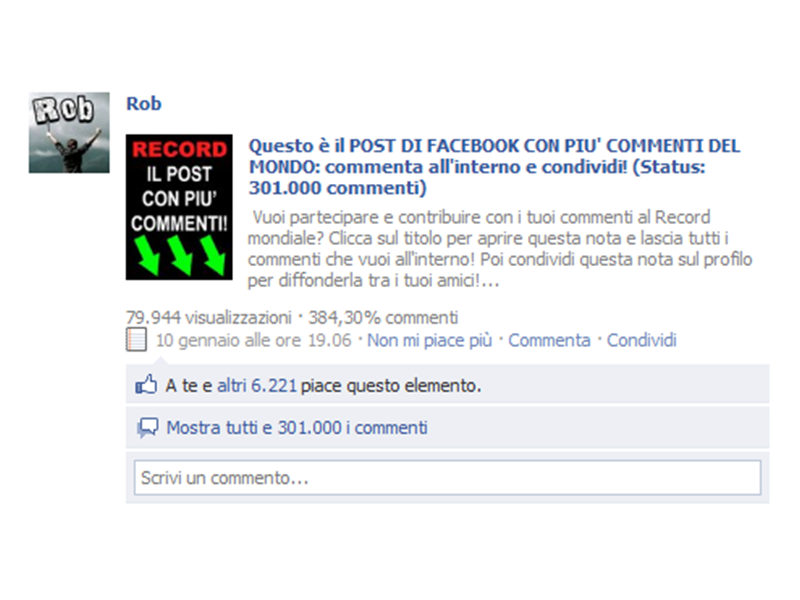 Most Comments On A Facebook Link To A Separate Facebook Page