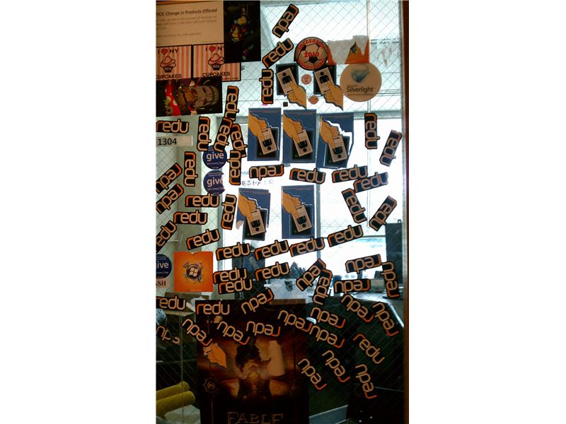 Most Microsoft Redu Stickers On An Office Window