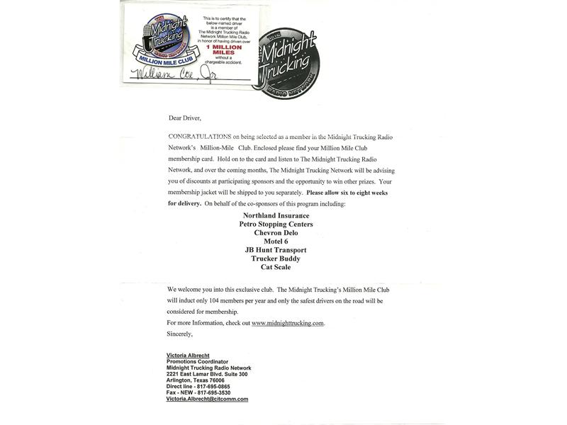 Most Miles Safely Driven In A Commercial Truck