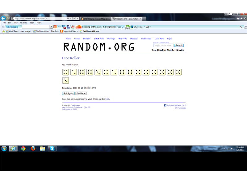 Most Dice With Five Pips On 16 Virtually-Rolled Dice