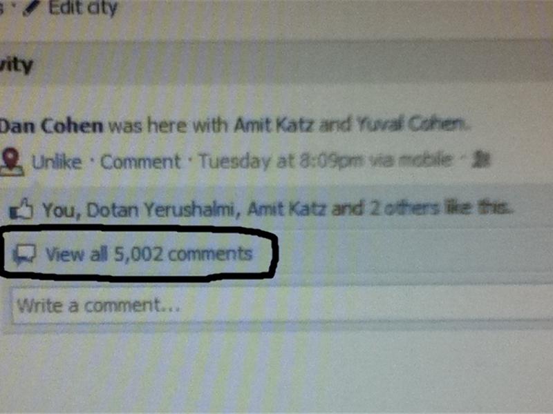 Most Comments On A Facebook Check-In