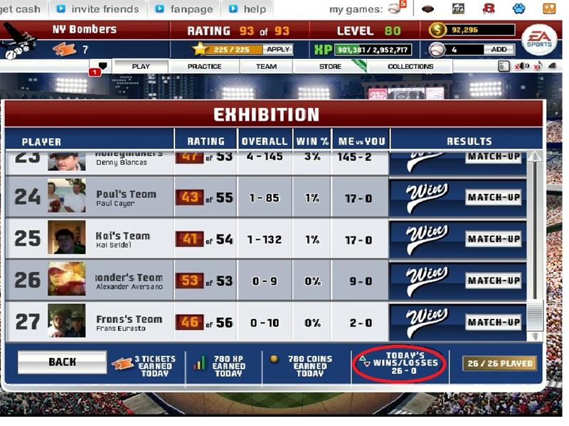 Most Consecutive Victories In Exhibition Mode Of 