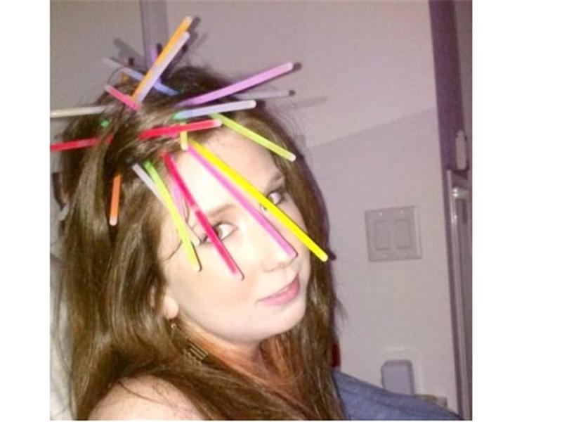 Most Glow Sticks In Hair