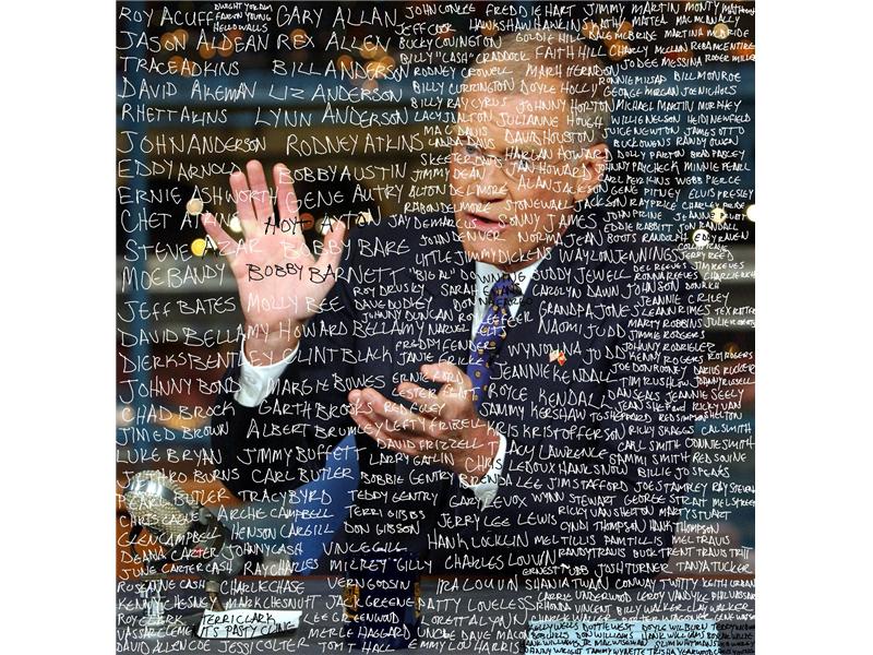 Most Country Music Artists\' Names Painted Over An Image Of David Letterman