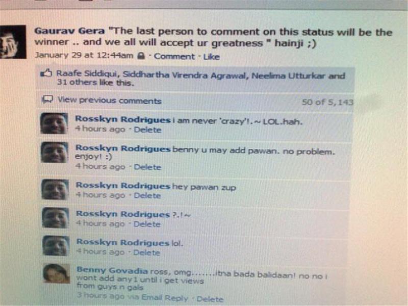 Most Comments On A Facebook Status Update