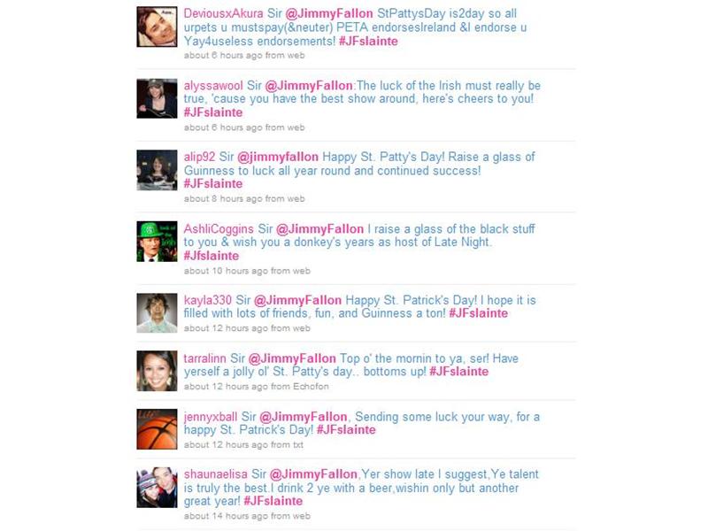 Most Fangirls To Tweet @Jimmyfallon An Irish Greeting On St. Patrick\'s Day