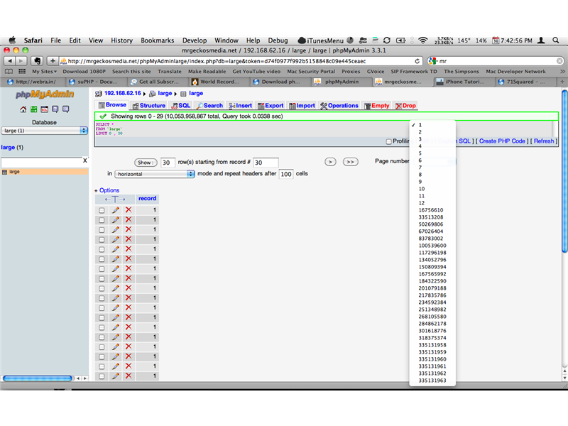 Most Rows In A Single Database Table