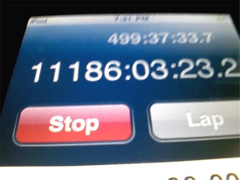Most Hours Logged On An iPod Stopwatch