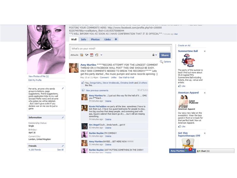 Most Comments On A Facebook Status Update 