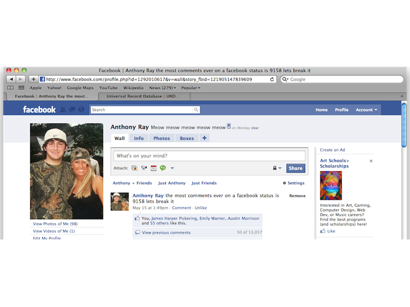 Most Comments On A Facebook Status Update