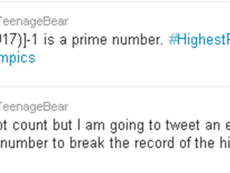 Largest Prime Number In A Tweet