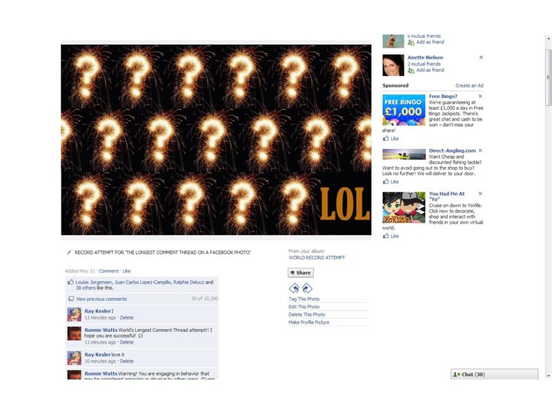 Longest Comment Thread On A Facebook Photo