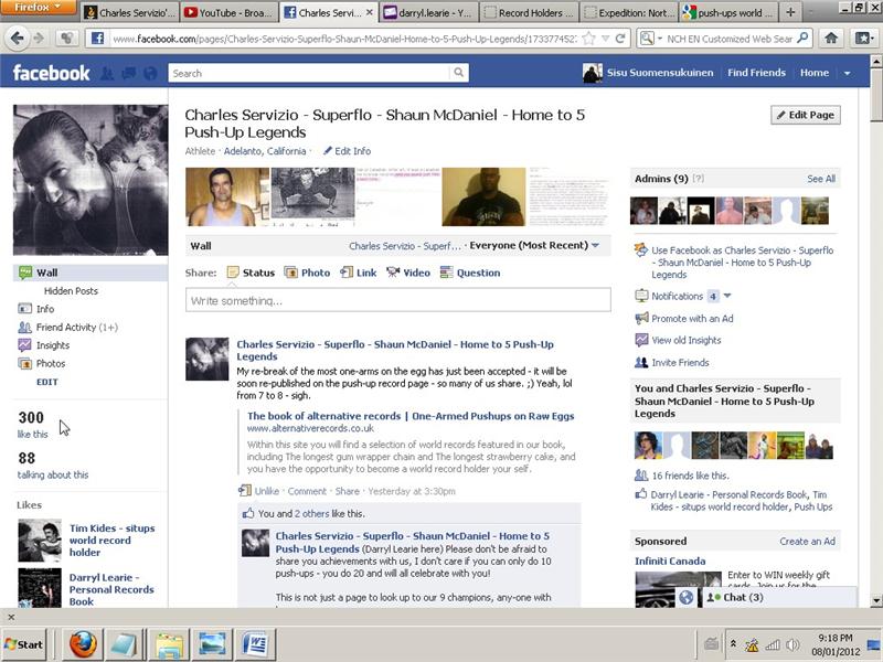 Most Push-Up World Record Holders To Join A FaceBook Fan Page