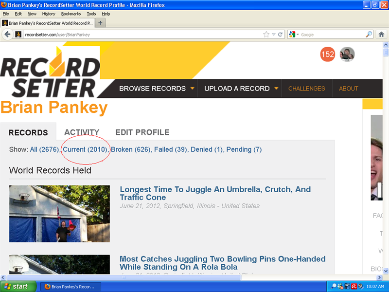 Most Current Recordsetter World Records Held