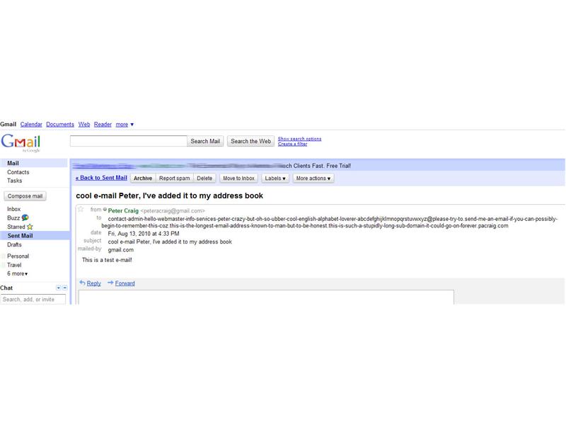 Longest Active Email Address