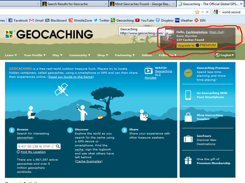 Most Geocaches Found