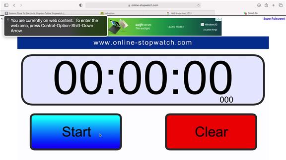 Fastest Time To Start And Stop An Online Stopwatch