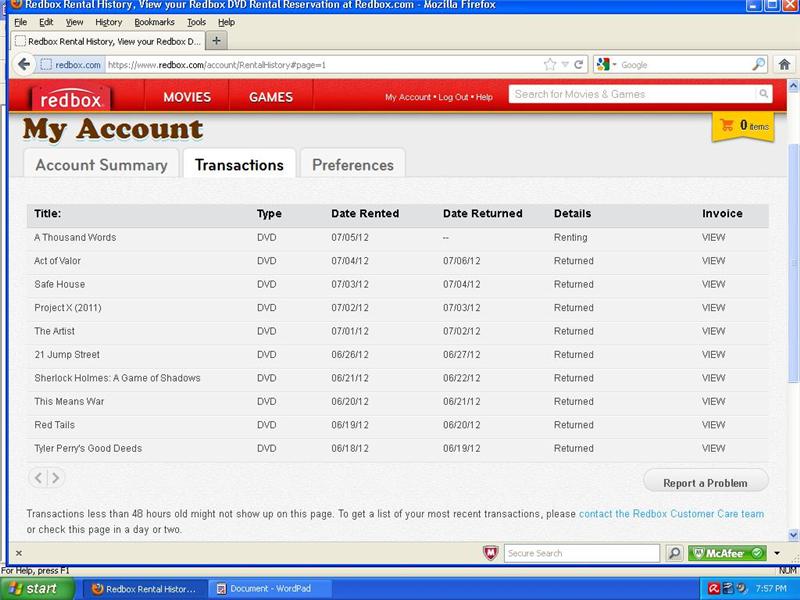 Most Redbox Rentals In 30 Days