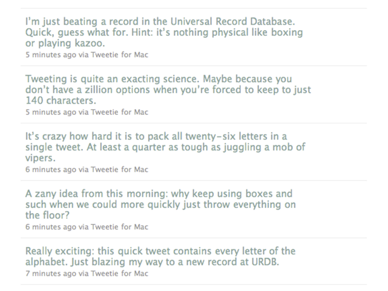 Most Consecutive Tweets Using Every Letter Of The Alphabet