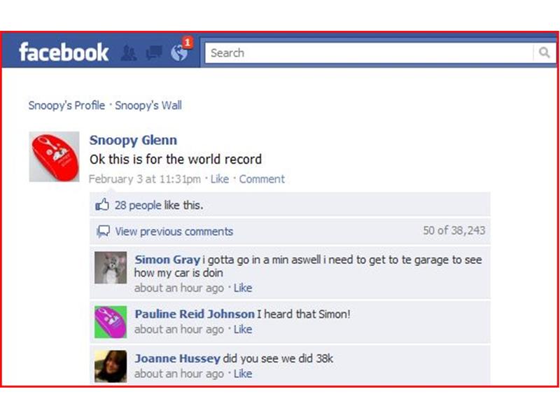 Most Comments On A Facebook Status Update