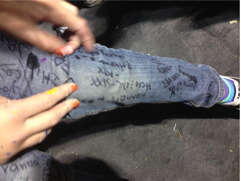 Most Words Written On A Pair Of Jeans