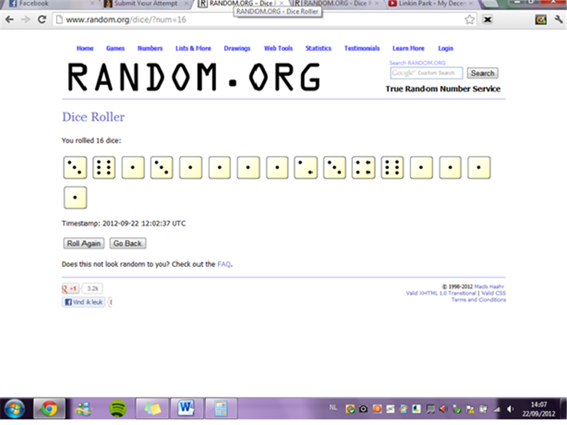 Most Single-Pip Dice From 16 Virtually-Rolled Dice