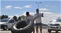 Fastest Time For Two People To Flip A 100-Kilogram Tire 2.5 Kilometers
