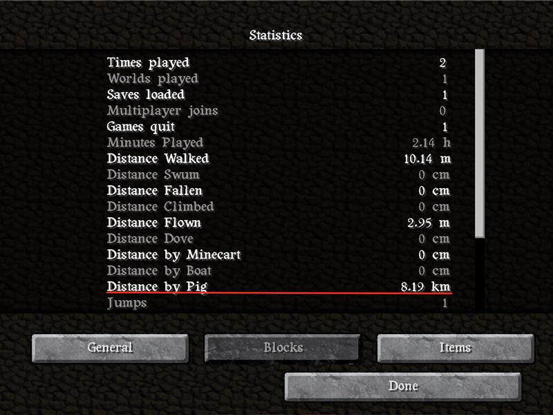 Farthest Distance Ridden On A Pig In Minecraft 