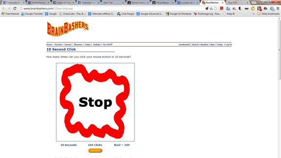 Highest Number of Left Mouse Button Clicks in 10 Seconds.