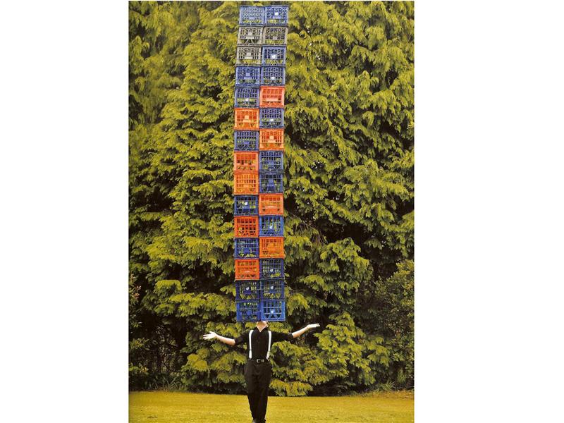 Most Milk Crates Balanced On Chin