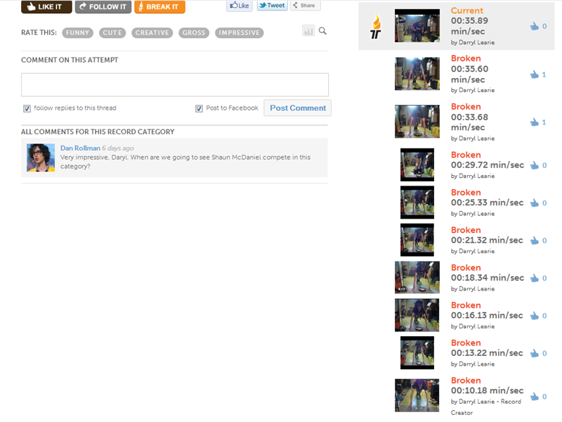 Most Times Breaking The Same World Record