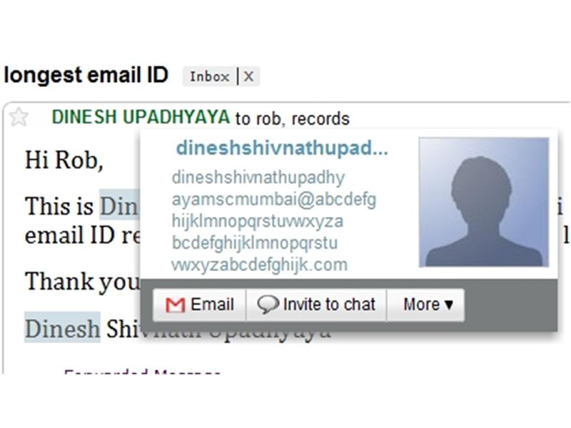 Longest Active Email Address
